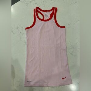 Nike Dri-fit pink and red tank Size kids XL, fits like a women’s Small